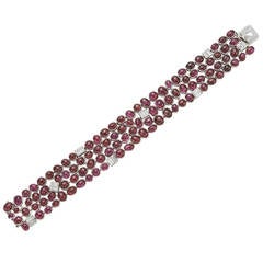 Belperron Cabochon Ruby Diamond Cobblestone Bracelet