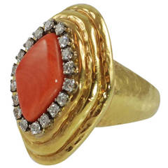 Charles Turi Salmon Coral Diamond Ring 4