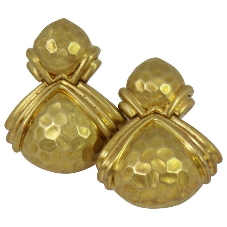 Hammerman Brothers Hammered Gold Earrings