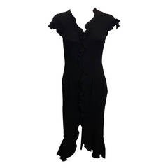 Used Emanuel Ungaro Ruffled Black Dress