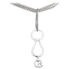Hermes Sterling Silver Stirrup Chain Necklace