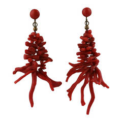 Raw Coral Branch Earrings