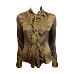 Givenchy Olive Gold Ruffled Blouse (New with Tags!)