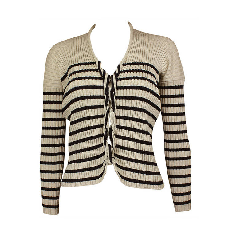 Jean Paul Gaultier Knotted Striped Knit Sweater