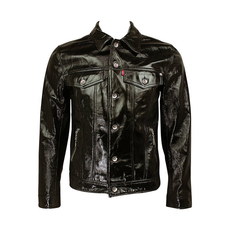 Damien Hirst / Levi/ Warhol Factory Mens 100% Patent Leather Jacket at  1stDibs | levi leather jacket, patent leather jacket mens, levis leather  jacket