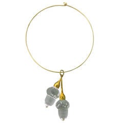 Steuben Gold Acorn Pendant Necklace