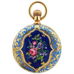 Antique Tiffany & Co. Yellow Gold and Enamel Pocket Watch circa 1900
