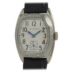 Illinois White Gold-Filled Beau Geste Tonneau Wristwatch circa 1929