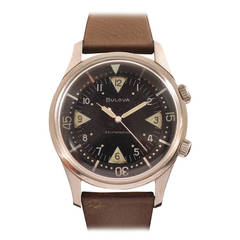 Retro Bulova Stainless Steel Automatic Diver's Wristwatch circa 1960s