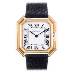 Cartier Yellow Gold Large Octagonal Automatic Wristwatch circa 1970s