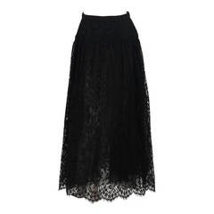 1980s Oscar de la Renta sheer black lace skirt
