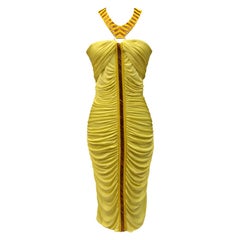 NEW VERSACE EMBELLISHED RUCHED YELLOW Dress 42 - 6