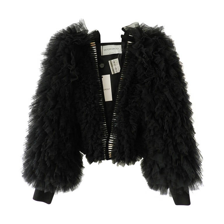 Viktor & Rolf Black Tulle Jacket with Mirror trim