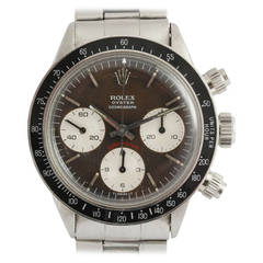 Retro Rolex Stainless Steel Daytona Wristwatch Ref 6263 with Aged Brown Dial