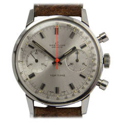 Vintage Breitling Stainless Steel Top Time Chronograph Wristwatch circa 1962