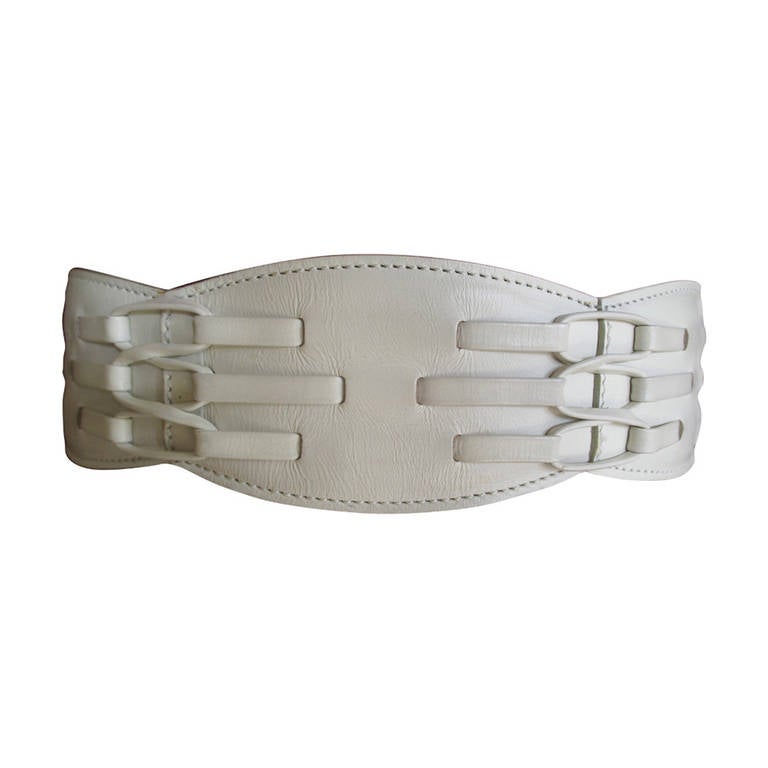 Azzedine Alaia White Leather Belt