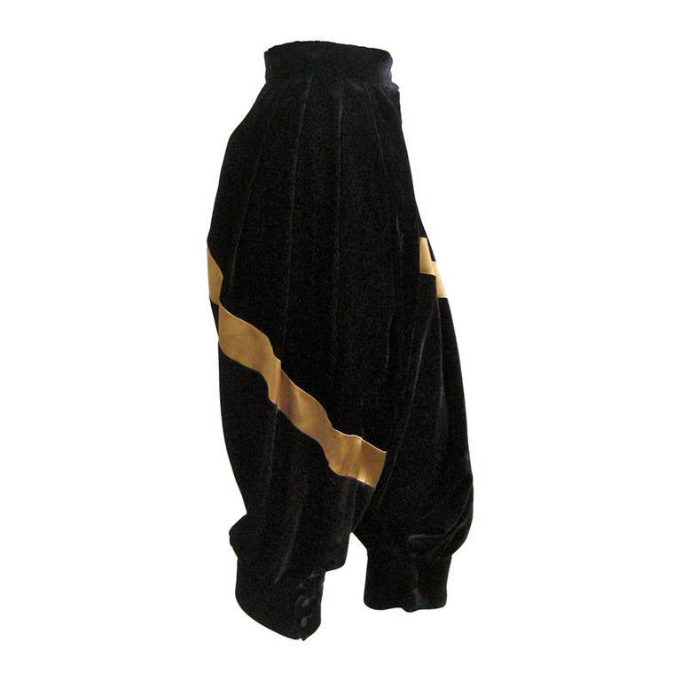 1980s Krizia Velvet Harem Pants For Sale