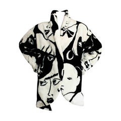 Incredible Retro Faux Fur Oversized Face Print Plush Donnybrook Coat