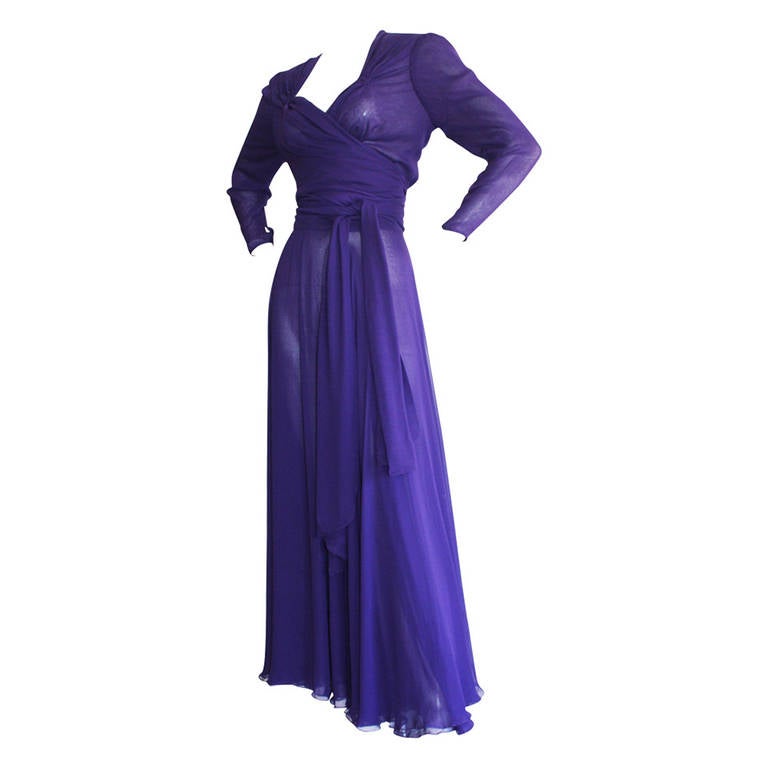 June Carter Cash's Stunning Vintage Purple Chiffon Gown Ensemble at 1stDibs