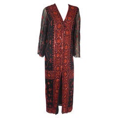 1970s Profils du Monde Silk Embroidered Caftan