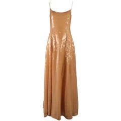 1990s Nude Sequin Todd Oldham Evening Gown & Overshirt