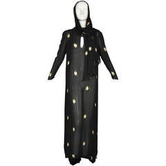 1970s Christian Dior Paneled Silk Gown with Scarf
