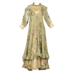 Retro Ethereal 1970s Gina Fratini Silk Dress