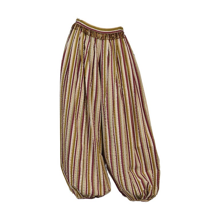 Giorgio Sant'Angelo 1970s Striped + Beaded Balloon Pants For Sale