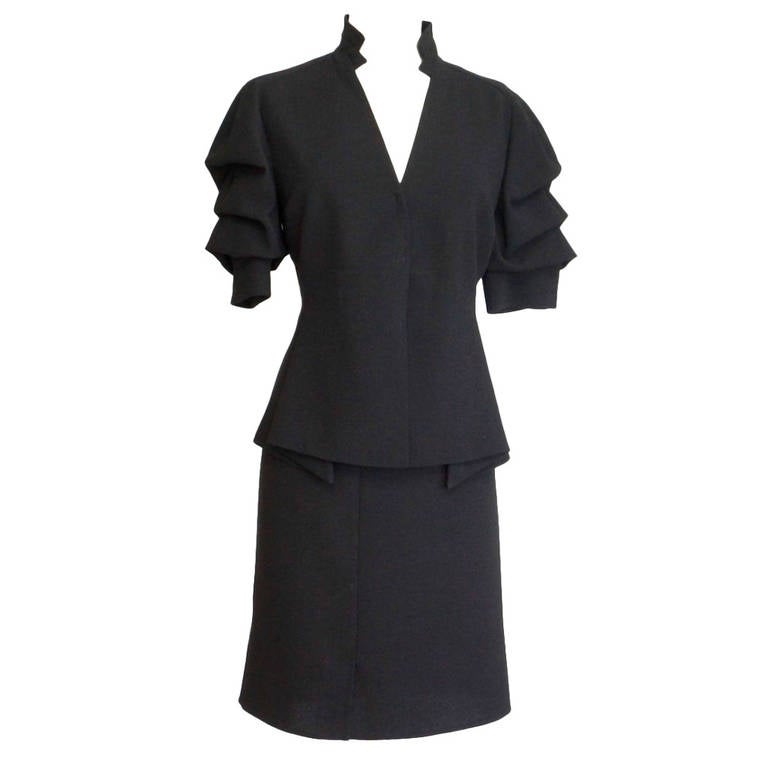 Akris Skirt Suit Uniquely Styled Jacket Detailed Skirt SO Chic 8 at ...