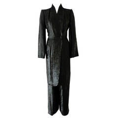 Alexander McQueen Givenchy Haute Couture Black Lesage Sequin Pant Suit
