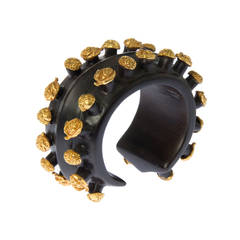 Dominique Aurientis Wood Bracelet with Sculptural Gilt Accents