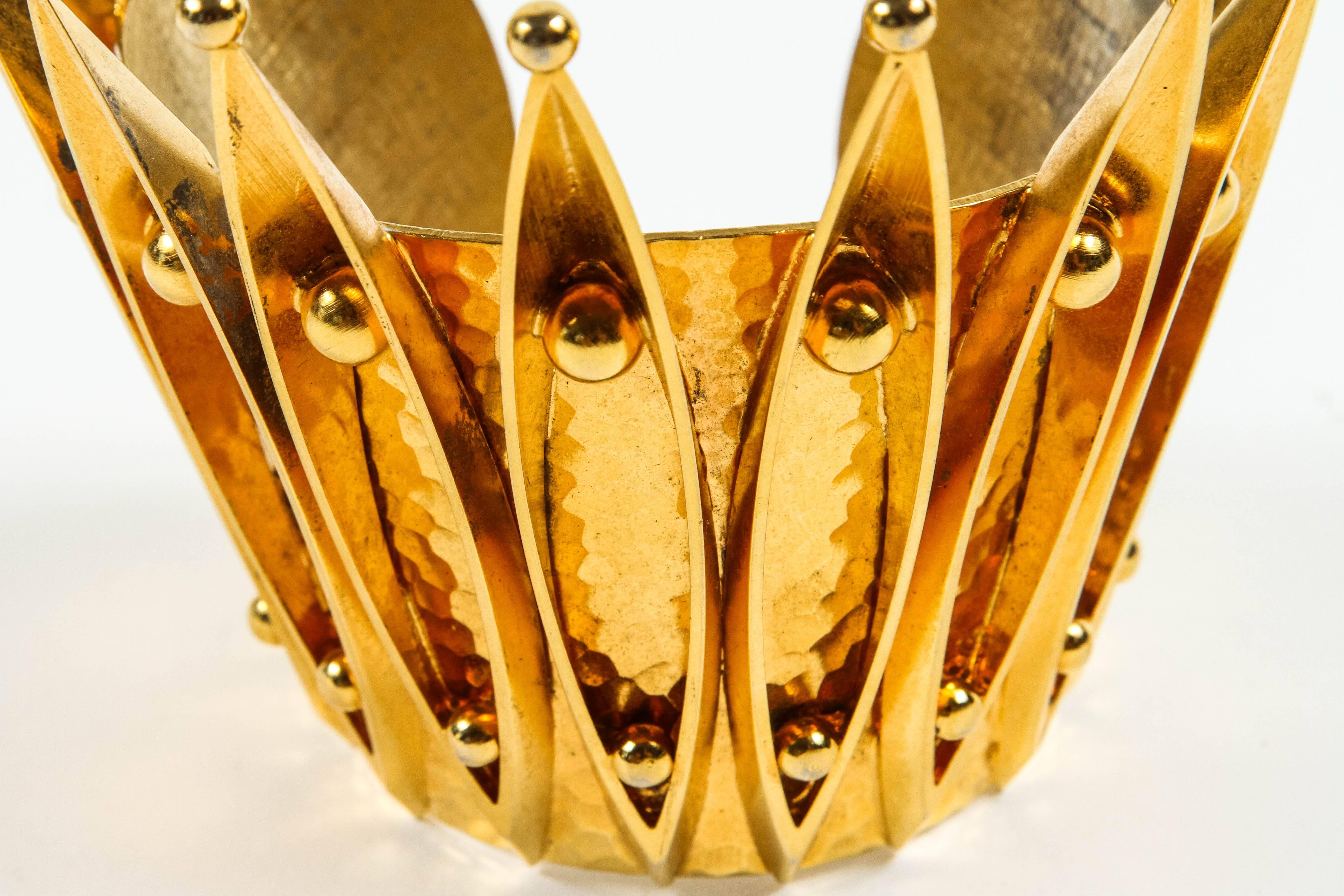 Women's Unique Gold Gilt Crown Cuff Bracelet by Sorrell Originals