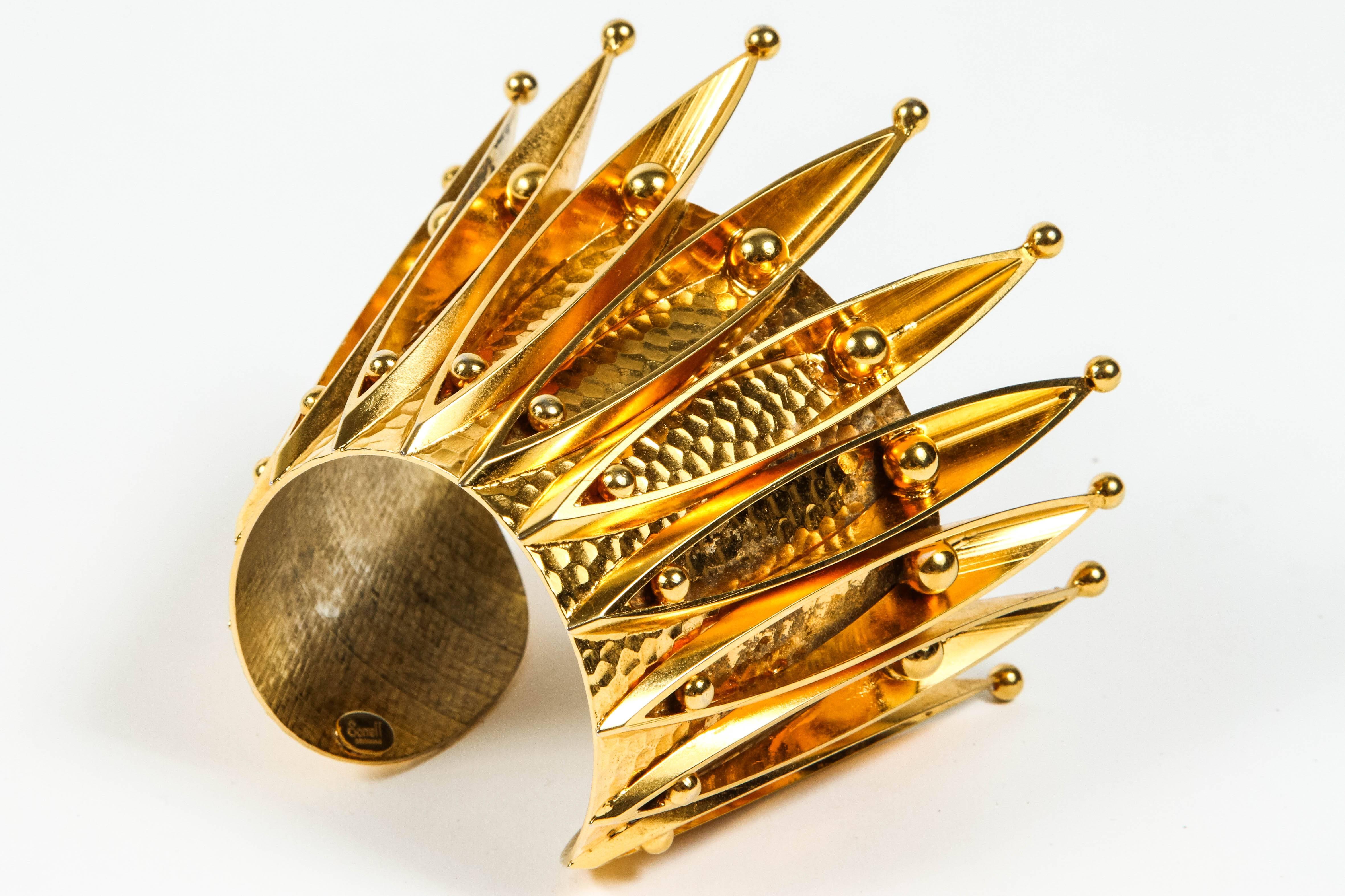 Unique Gold Gilt Crown Cuff Bracelet by Sorrell Originals 2
