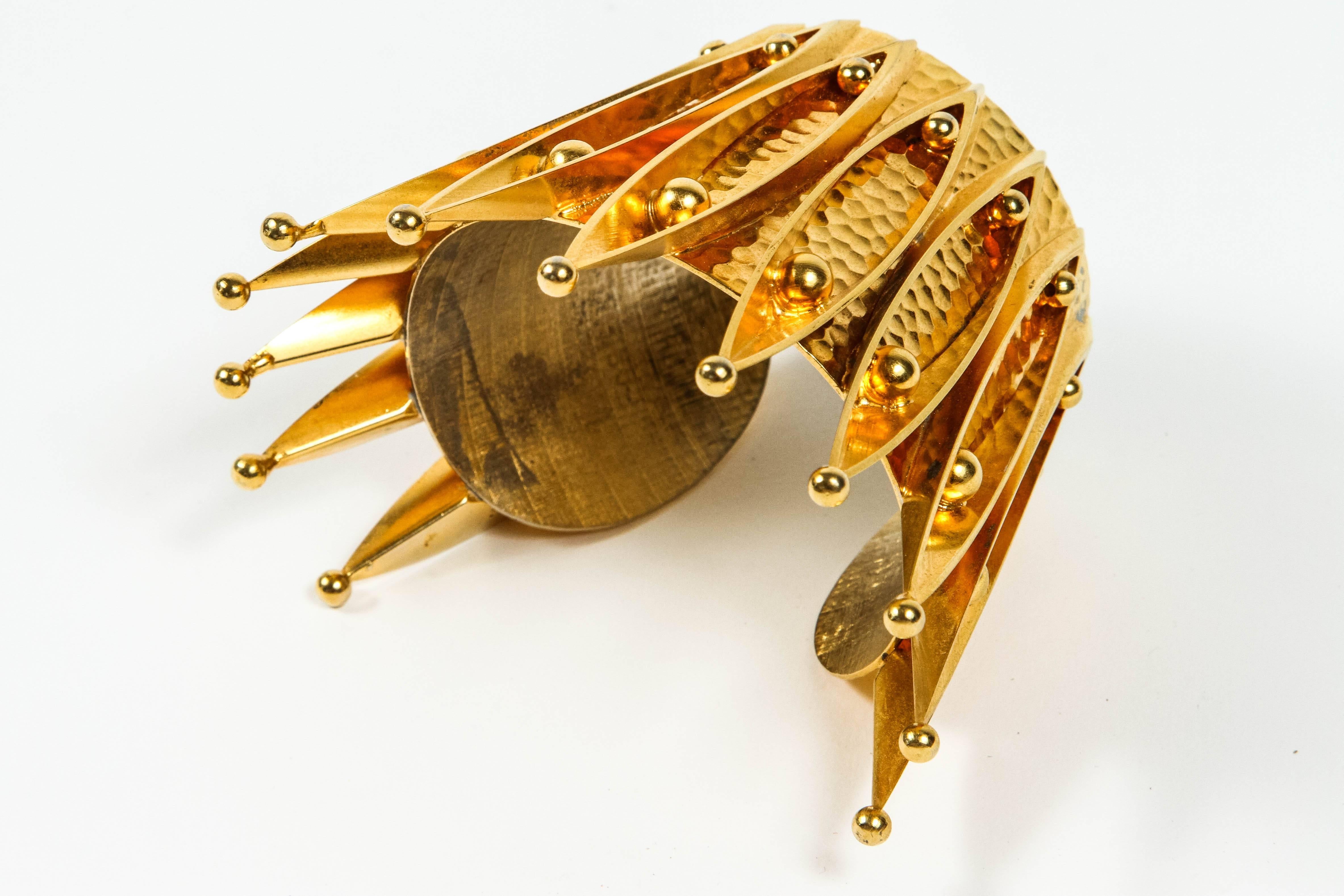 Unique Gold Gilt Crown Cuff Bracelet by Sorrell Originals 1