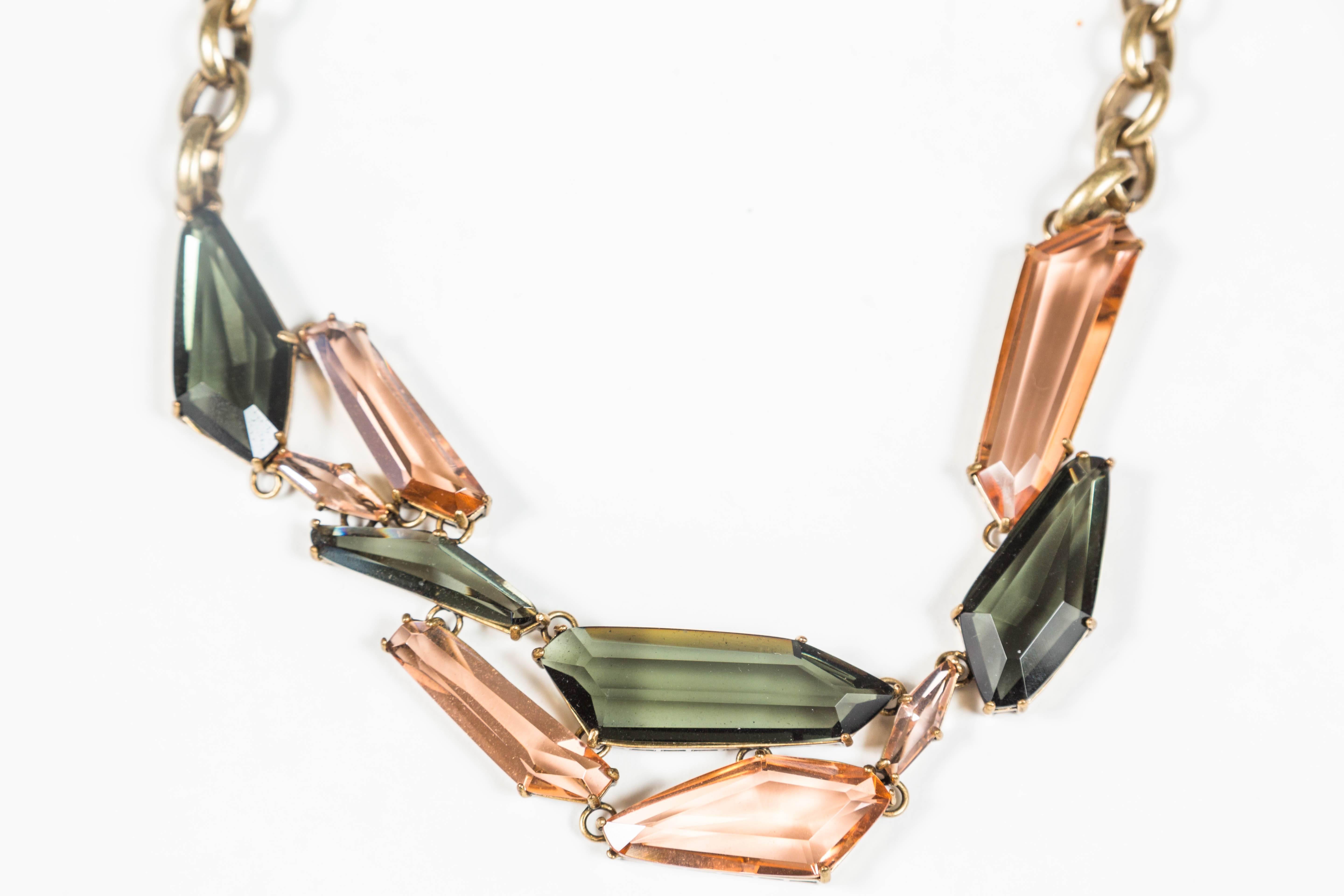 Gilt Metal & Faceted Crystal Necklace by CC Skye 1