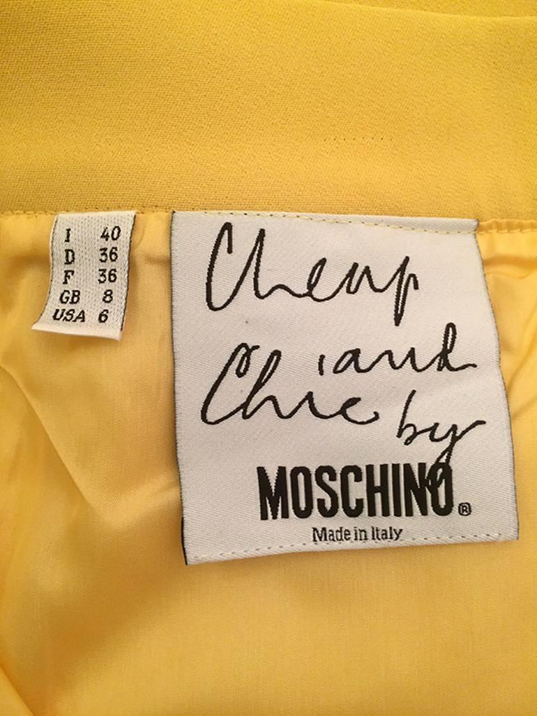 Orange Moschino Cheap and Chic Yellow and Black Button Off Trim Pencil Skirt, 1990s  