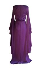 Jerry Melitz Israel 1970s Purple Jersey Dress with Huge Draped Sleeves