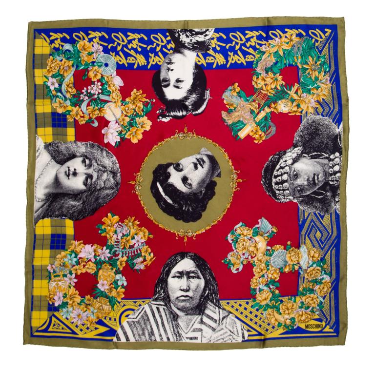 Moschino 1990s Red Female Icons Scarf at 1stDibs