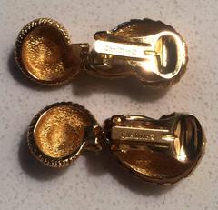 Christian Dior 1990s Gold Tone Sea Shell Earrings Clip Back