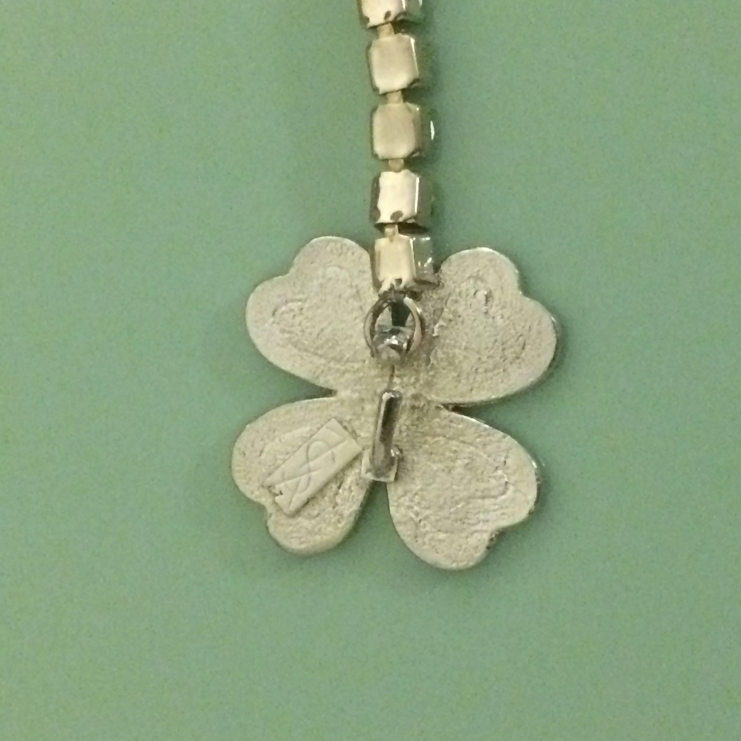 Yves Saint Laurent Rhinestone Enamel Clover Heart Belt or Necklace In Excellent Condition In San Francisco, CA