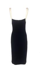 Runway 1997 Gianni Versace Couture Black Jersey Midi Dress Padded White Straps