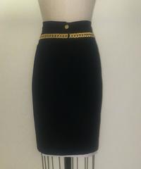 Moschino Couture! 1990s Black Cartoon Couture Gold Embroidered Pencil Skirt