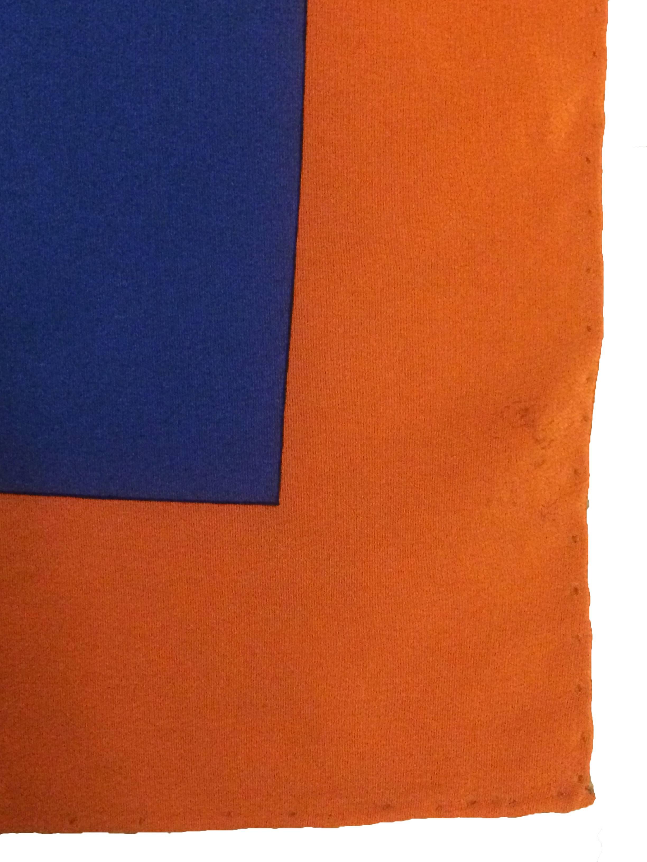 Women's Moschino 90s This is a Kashmir Mark Question Mark Silk Scarf Blue Orange