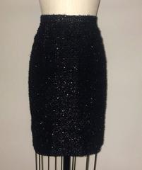 Stephen Sprouse Black Metallic Eyelash Fringe Tinsel Pencil Skirt, 1980s