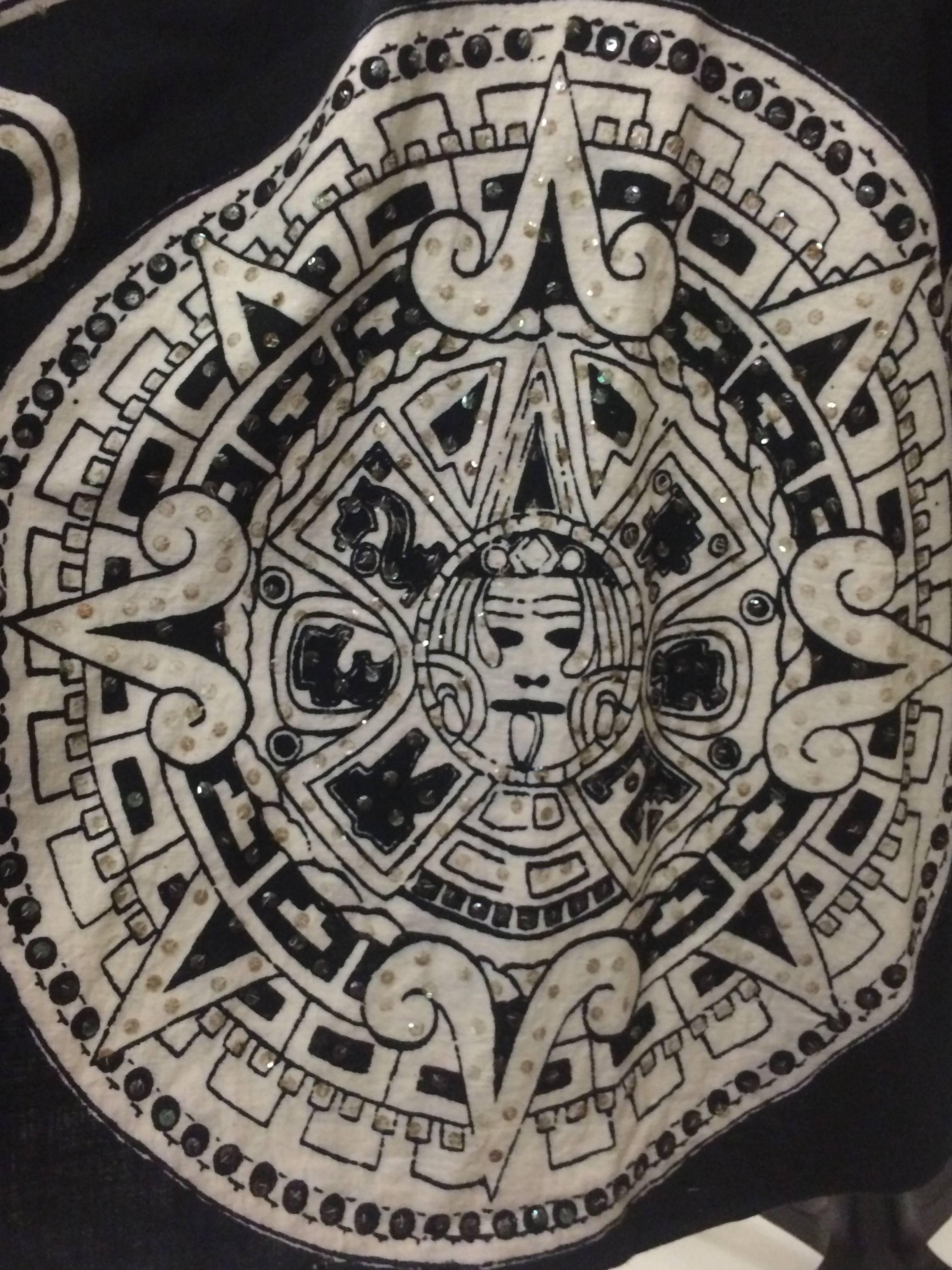 black and white aztec calendar