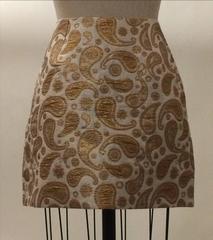 New Stella McCartney Cream & Metallic Gold Paisley Jacquard Mini Wrap Skirt