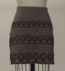 Moschino 1994 EcoCouture Smiley Face Tree Pencil Skirt in Brown Knit