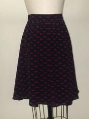 Prada Black and Red Lip Print Silk Skirt