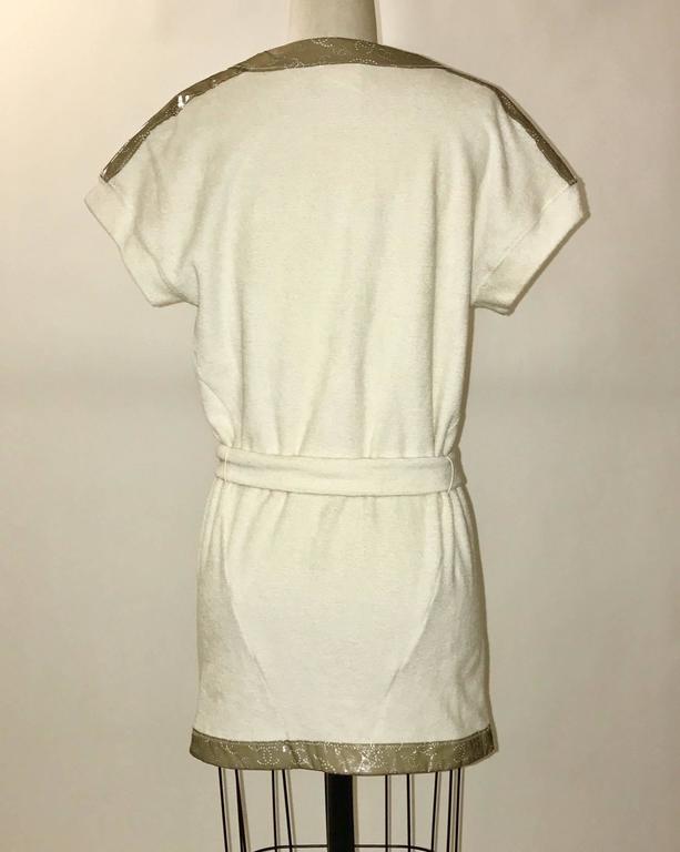 Chanel 09C Mini Terry Cloth Robe Swim or Pool Coverup Perforated CC Logo Trim at 1stDibs