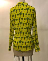 Versace Jeans Couture 1990s Yellow Palm Tree Print Blouse Shirt